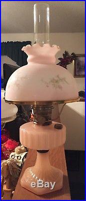 Excellent! Antique Aladdin Oil Lamp Rose Moonstone/Pink Collector Quality
