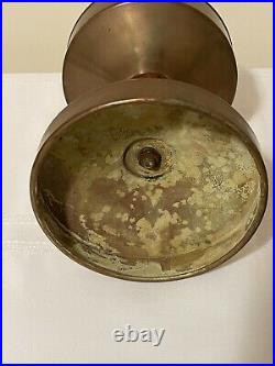 Farmor Sears Non-Aladdin Oil Kerosene Brass & Stained Walnut Table Lamp