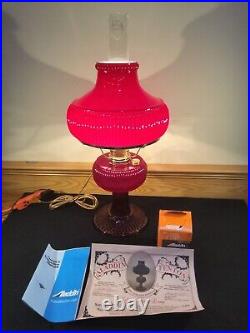 Fenton Aladdin Special Limited Edition 1996 Ruby Red Grand Vertique Oil Lamp