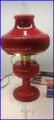 Fenton Aladdin Special Limited Edition 1996 Ruby Red Grand Vertique Oil Lamp