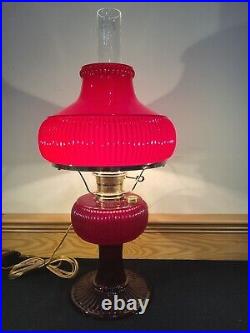 Fenton Aladdin Special Limited Edition 1996 Ruby Red Grand Vertique Oil Lamp