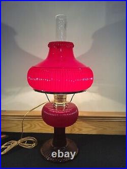 Fenton Aladdin Special Limited Edition 1996 Ruby Red Grand Vertique Oil Lamp