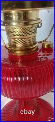 Fenton Aladdin Special Limited Edition 1996 Ruby Red Grand Vertique Oil Lamp