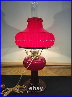 Fenton Aladdin Special Limited Edition 1996 Ruby Red Grand Vertique Oil Lamp