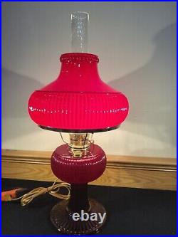 Fenton Aladdin Special Limited Edition 1996 Ruby Red Grand Vertique Oil Lamp