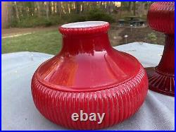 Fenton Aladdin Special Limited Edition 1996 Ruby Red Grand Vertique Oil Lamp