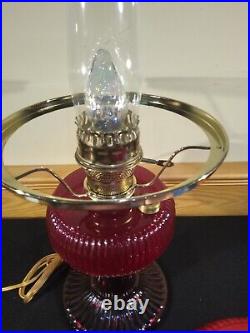 Fenton Aladdin Special Limited Edition 1996 Ruby Red Grand Vertique Oil Lamp