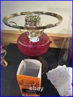 Fenton Aladdin Special Limited Edition 1996 Ruby Red Grand Vertique Oil Lamp