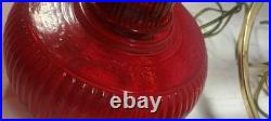 Fenton Aladdin Special Limited Edition 1996 Ruby Red Grand Vertique Oil Lamp