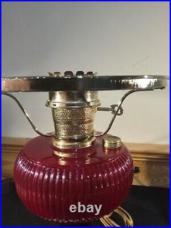 Fenton Aladdin Special Limited Edition 1996 Ruby Red Grand Vertique Oil Lamp