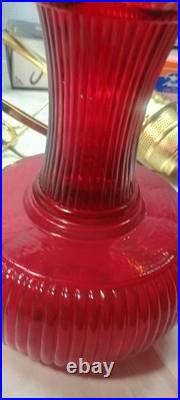 Fenton Aladdin Special Limited Edition 1996 Ruby Red Grand Vertique Oil Lamp