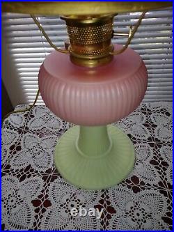 Fenton Large HP BURMESE Aladdin Grand Vertique Kerosene Oil / Electric Lamp #477