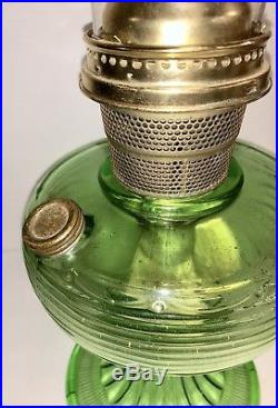 GREEN Depression Glass Aladdin Beehive NU-TYPE Model B Oil Lamp Kerosene