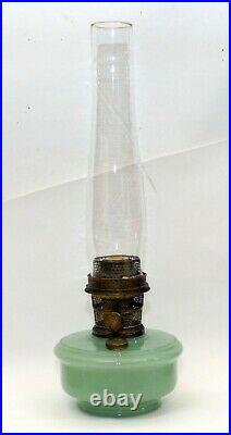 GREEN MOONSTONE ALADDIN OIL KEROSENE LAMP BRACKET HANGING FONT With CHIMNEY