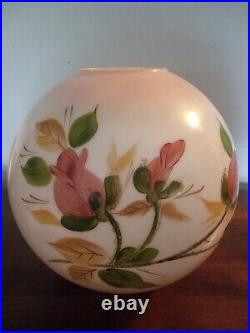 GWTW Glass Globe Ball Shade Kerosene Lamp Painted Roses art Vintage