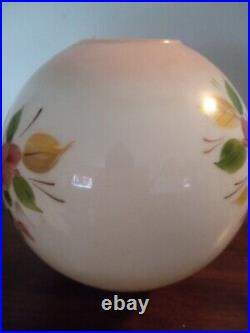 GWTW Glass Globe Ball Shade Kerosene Lamp Painted Roses art Vintage