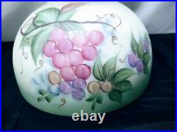 Glass Electric Oil Lamp Shade Hand Painted Hanging Grapes