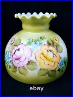 Glass Oil Electric Lamp Shade Hand Painted Poppy Flowers Roses 10