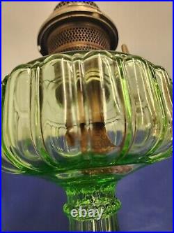 Green Aladdin Cathedral Glass Oil Lamp Base with Nu-Type Model B Burner