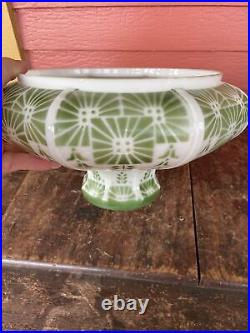 Green Aladdin / Coleman Type Stenciled Pittsburgh Glass Shade Kerosene Oil Lamp