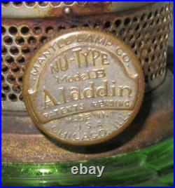Green Aladdin Model B Corinthian Table Lamp with Burner & Shade, Model B-102