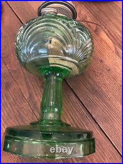 Green Crystal Aladdin Washington Drape Stem Kerosene Oil Lamp Nu-Type Model B