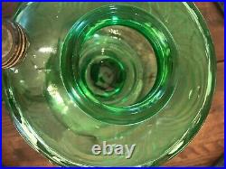 Green Crystal Aladdin Washington Drape Stem Kerosene Oil Lamp Nu-Type Model B