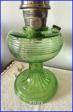 Green Crystal Beehive Aladdin Oil Lamp 1937-38, NuType Model B Burner