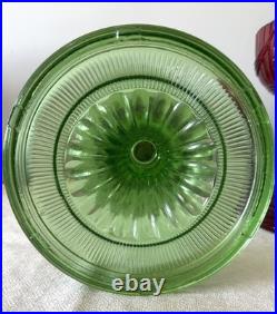 Green Crystal Beehive Aladdin Oil Lamp 1937-38, NuType Model B Burner