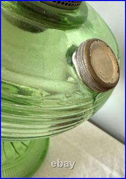 Green Crystal Beehive Aladdin Oil Lamp 1937-38, NuType Model B Burner