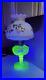 Green Glass Base Aladdin Lamp Electrified Oil Lamp WithShade + Bulb Uranium Glass