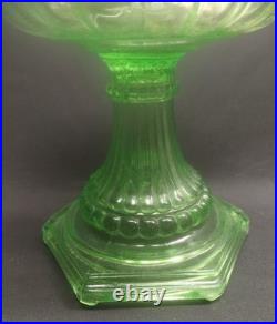 Green Uranium Glass ALADDIN Model B Cathedral Oil Lamp with Burner GLOWS