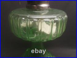Green Uranium Glass ALADDIN Model B Cathedral Oil Lamp with Burner GLOWS