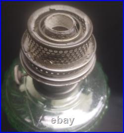 Green Uranium Glass ALADDIN Model B Cathedral Oil Lamp with Burner GLOWS
