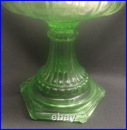 Green Uranium Glass ALADDIN Model B Cathedral Oil Lamp with Burner GLOWS
