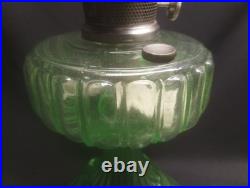 Green Uranium Glass ALADDIN Model B Cathedral Oil Lamp with Burner GLOWS