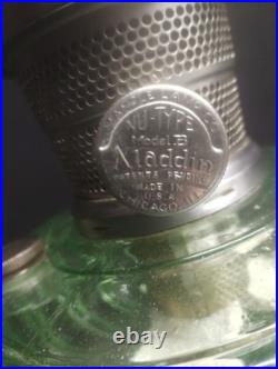 Green Uranium Glass ALADDIN Model B Cathedral Oil Lamp with Burner GLOWS