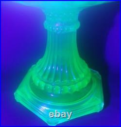 Green Uranium Glass ALADDIN Model B Cathedral Oil Lamp with Burner GLOWS