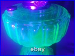 Green Uranium Glass ALADDIN Model B Cathedral Oil Lamp with Burner GLOWS