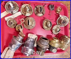 Group of 90 Vintage Kerosene Lamp Parts Aladdin, Burners, Caps, Wicks, Mantles