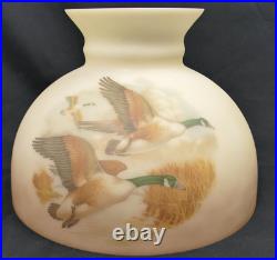 HTF Aladdin Mallard Duck & Canada Geese Milk Glass Rayo Kerosene Lamp Shade M545