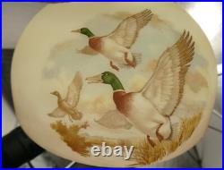 HTF Aladdin Mallard Duck & Canada Geese Milk Glass Rayo Kerosene Lamp Shade M545