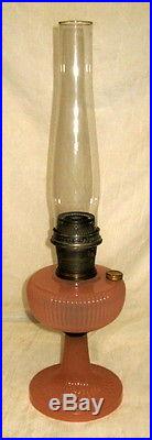 HUGE Vintage ALADDIN Rose Pink MOONSTONE Model B VERTIQUE Oil Kerosene Lamp NICE