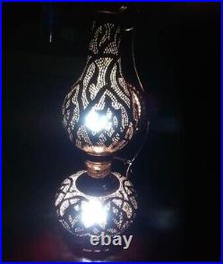 Handmade Brass Kerosene Oil Led Lamp Antique Copper 100% Antique Vintage Decor