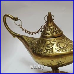 Handmade Egyptian Brass Aladdin Lamp Vintage Antique Oriental Collectible Decor