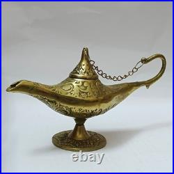 Handmade Egyptian Brass Aladdin Lamp Vintage Antique Oriental Collectible Decor