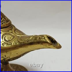 Handmade Egyptian Brass Aladdin Lamp Vintage Antique Oriental Collectible Decor