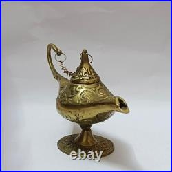 Handmade Egyptian Brass Aladdin Lamp Vintage Antique Oriental Collectible Decor
