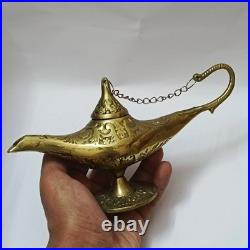 Handmade Egyptian Brass Aladdin Lamp Vintage Antique Oriental Collectible Decor