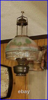 Hanging Aladdin Oil Lamp Model 12, Four post, Withshade 616S Grist Mill